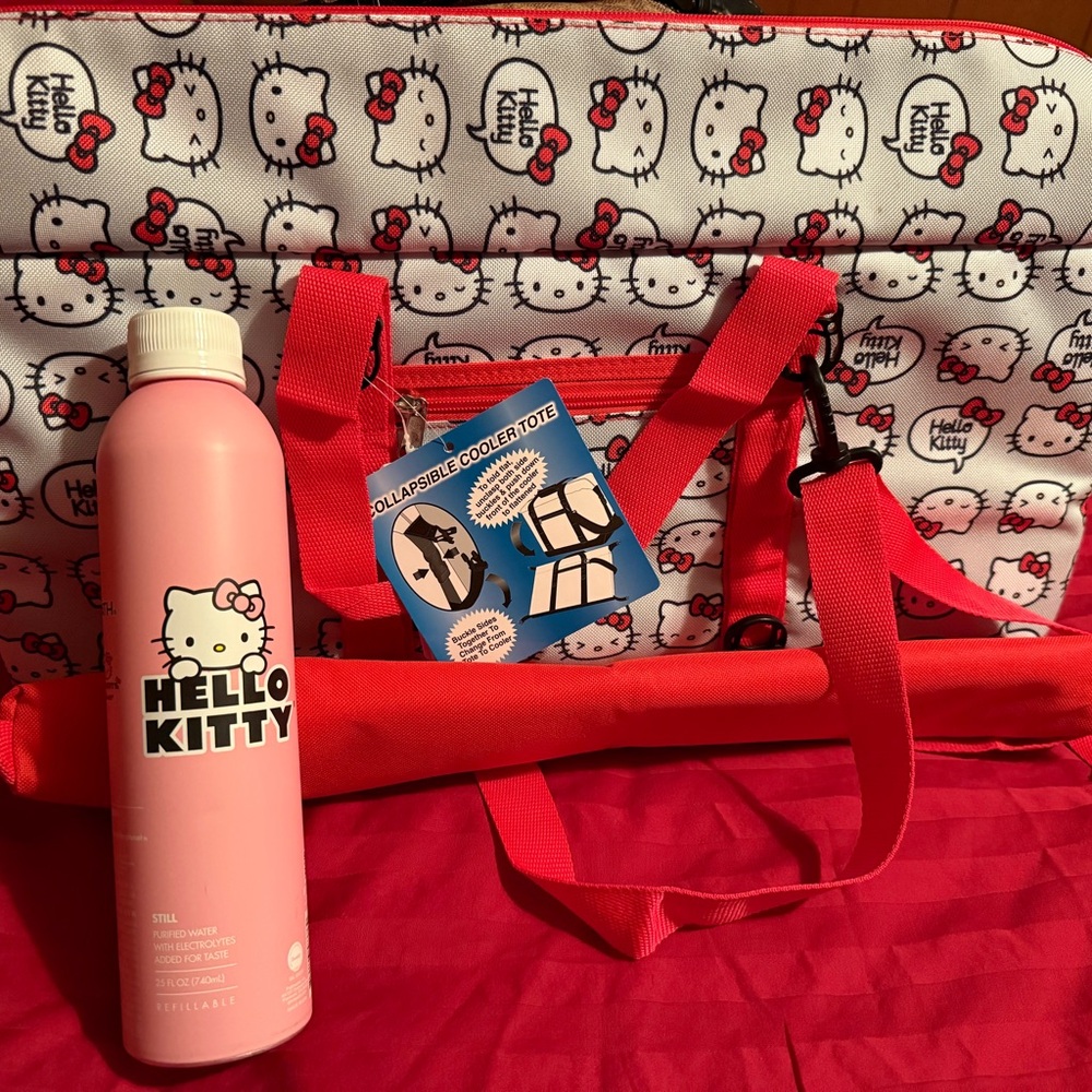 Hello Kitty Collapsible cooler tote with Hello Kitty path water bottle